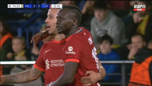 Gol de Sadio Mané para el 3-2 de Liverpool vs. Villarreal. (Captura: ESPN)