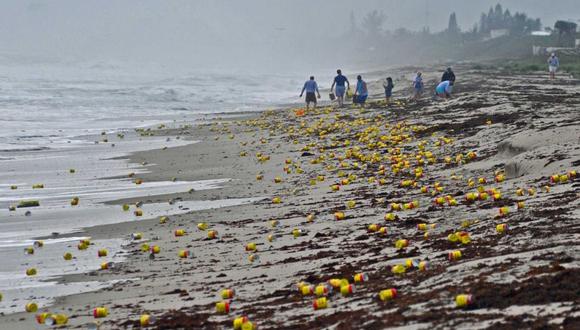 Centenares de latas de café aparecen en una playa de Florida