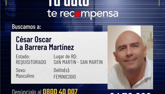 César Óscar La Barrera Martínez en la lista de los 'más buscados'.