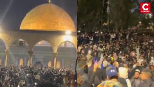 Palestinos se reúnen en mezquita Al-Aqsa en Jerusalén para celebrar ataque de Irán a Israel