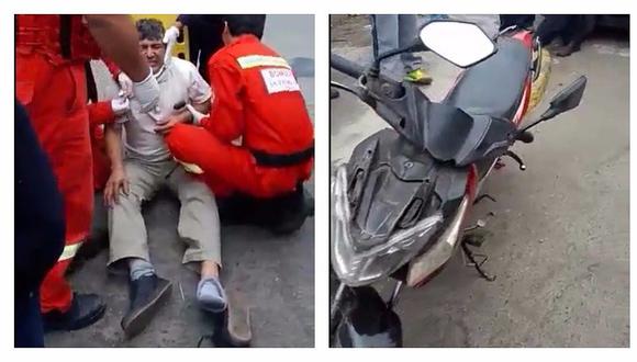 Trujillo: Choque entre taxi y motocicleta deja un herido (VIDEO) 