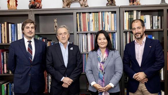 Keiko Fujimori junto a los diputados del partido español Vox y el representante del Parlamento Europeo. (Foto: @KeikoFujimori)