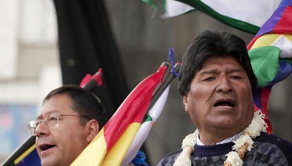 El expresidente (2006-2019) Evo Morales es fotografiado durante una manifestación en apoyo al gobierno, en La Paz el 29 de noviembre de 2021. (Foto de Mart n SILVA / AFP)