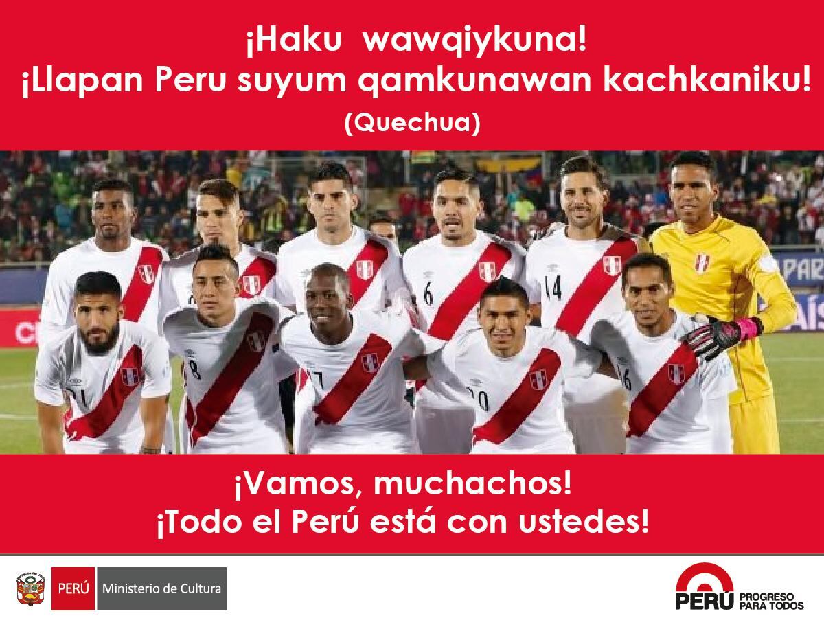 Copa América 2015: Ministerio de Cultura apoya en quechua a selección peruana