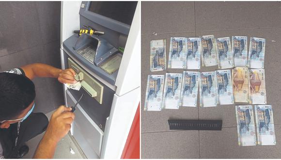 Desconocidos habían colocado un objeto para que los billetes se atraquen en la máquina para luego retirarlos.