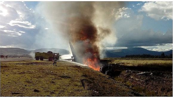Corpac cancela vuelos en el aeropuerto de Jauja tras incendio de avión 