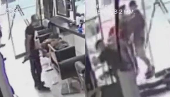 Barberos frustan asalto a mano armada y dan brutal golpiza al ladrón (VIDEO) 