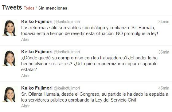 Keiko sobre Ley Servir: ¿Presidente Ud. quiere modernizar o copar el aparato estatal?