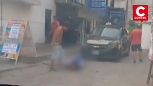 Sujeto golpea brutalmente a su pareja cerca de comisaría en Independencia (VIDEO)